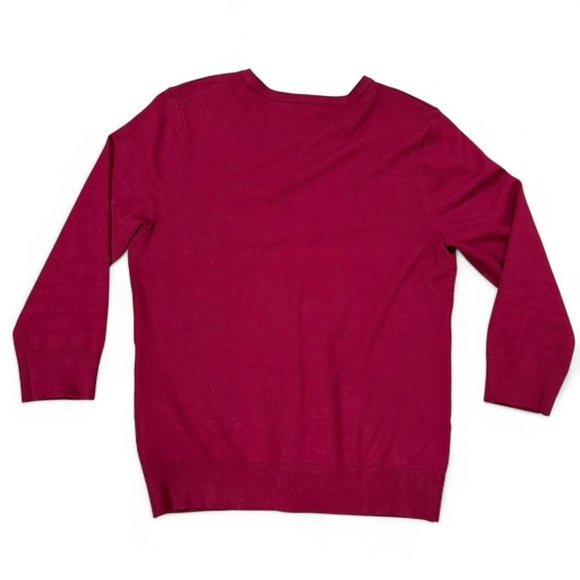 Cable & Gauge burgundy ribbed button up cardigan lightweight 3/4 sleeve size L - Picture 8 of 8